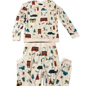 Next UK London Children Pajamas Set Top Bottom Sz 9-10, Youth Large, Christmas